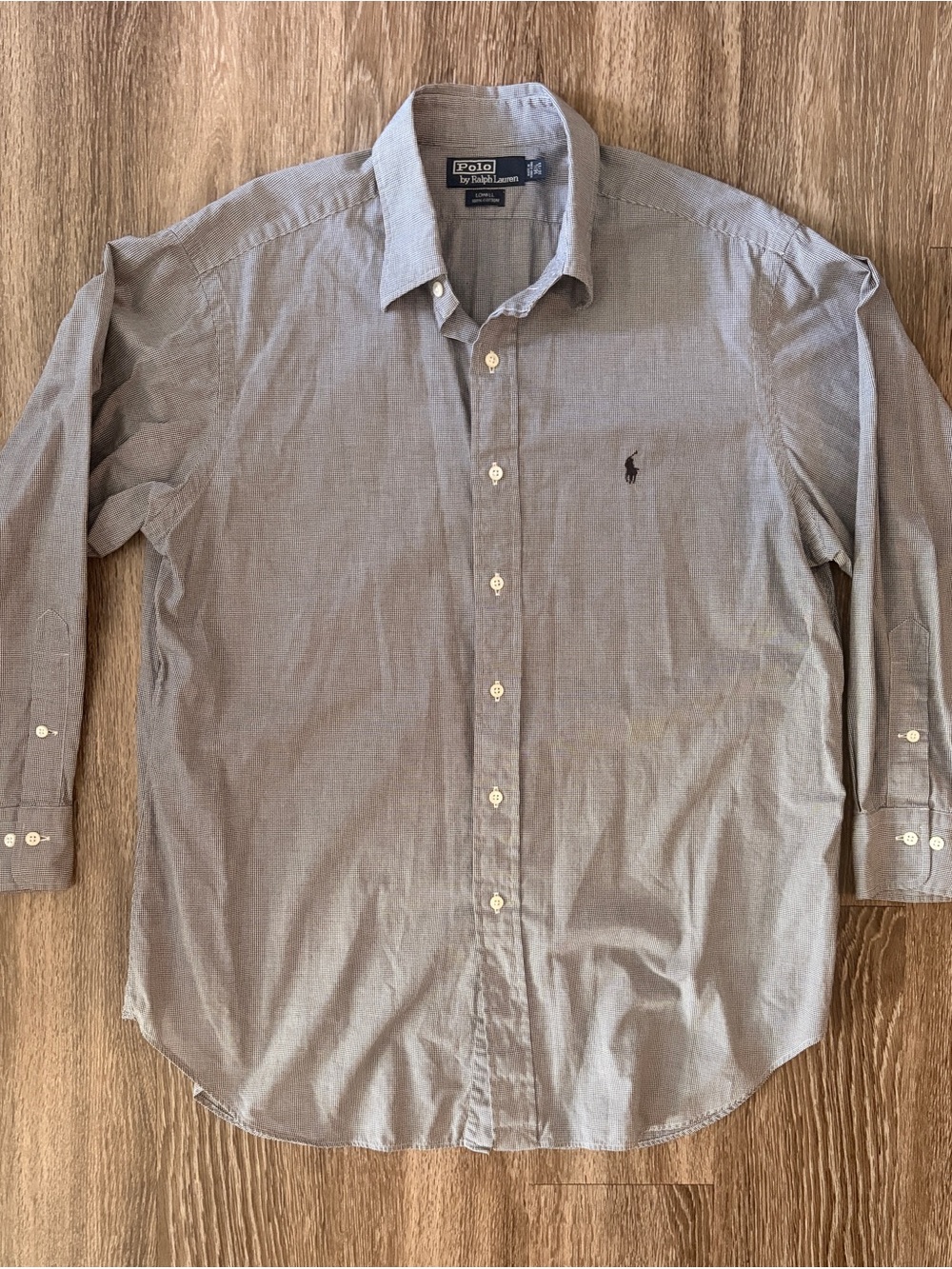 Ralph Lauren Men's Long-Sleeve Button-Down Shirt in Light Gray with Navy Pony